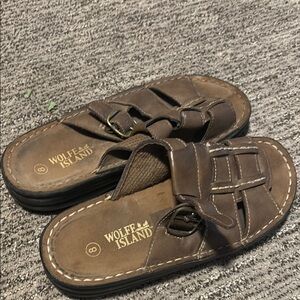 Wolfe Island Brown Leather Sandals